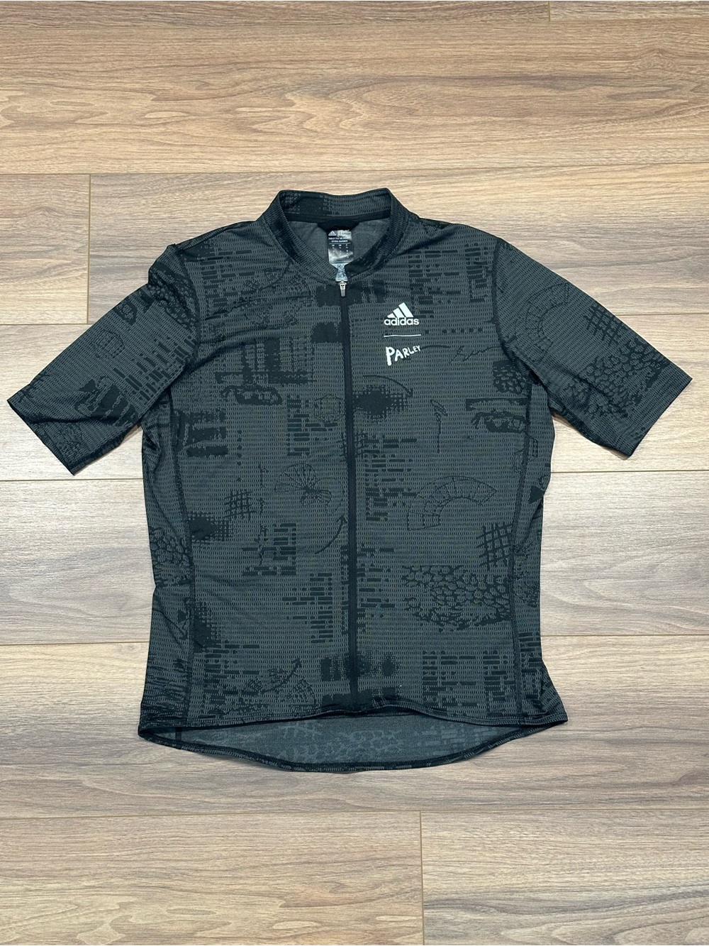Adidas Parley Cycling Full Zip Jersey in Gray/Black Size XL